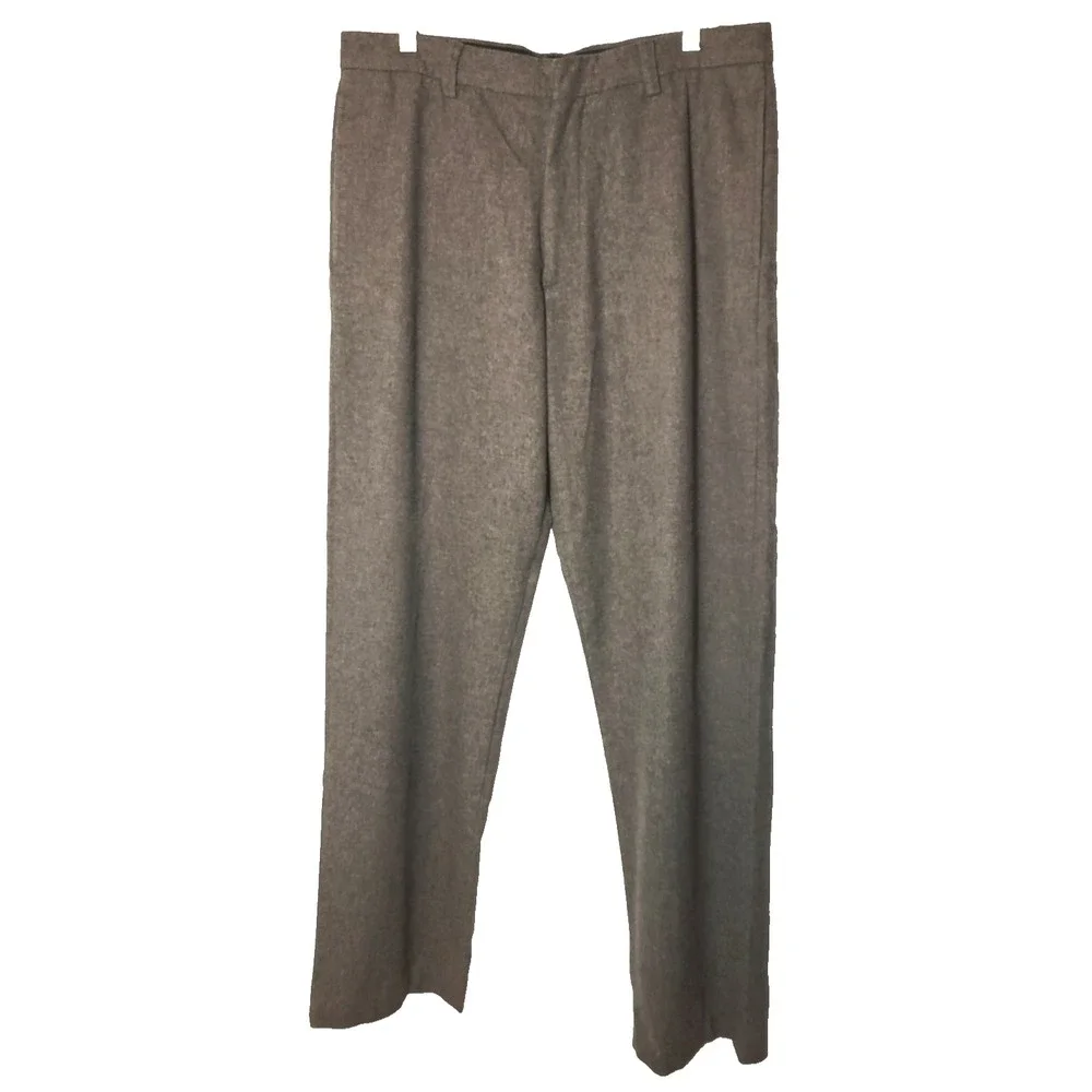 Banana Republic Mens Gavin Gray Wool Blend Straight Leg Pant 34X34 Office Preppy